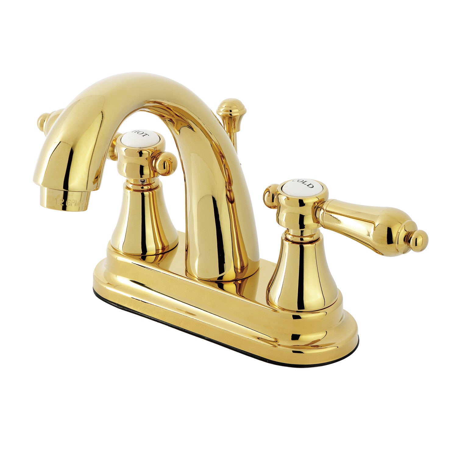 Kingston Heirloom KS7612BAL - Heirloom Double-Handle 3-Hole Deck Mount 4-Inch Centerset Bathroom Faucet with Brass Pop-Up, Polished Brass — image 1